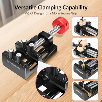 ArtyMaster Mini Drill Press Vise with Rubber Soft Jaws, 0-2.48" Clamping Range Mini Vice Clamp for Crafts, Jewelry Making, Modeling and Repairs, Precision Aluminum Small Vise for Small Projects - style: Mini Vise