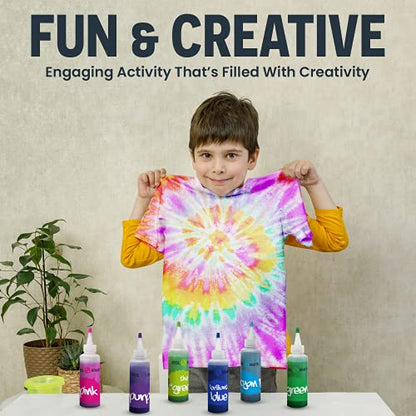 KOOL KRAFTS Tie Dye Kit, All-Inclusive with 12 Vibrant Colors, + 4 White T-Shirts - Perfect for Kids & Adults - Fun Tie Dye Party Supplies, Tie Dye Kits for Children Age 8-12, Tie Dye Kit.