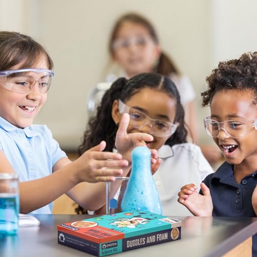 Einstein’s Bubbles and Foam LAB Science Kit for Kids. STEM for Boys & Girls Detailed Picture Guide Included. - color: Azul and Red