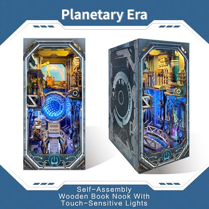 DIY Book Nook Kit sci - fi 3D Wooden Puzzles for Adults & Beginners - color: Planetary Era
