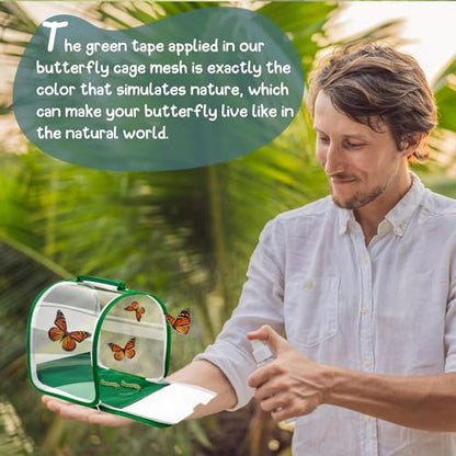 Sratte 3 Pcs Small Butterfly Habitat Insect Mesh Cage Caterpillar Terrarium