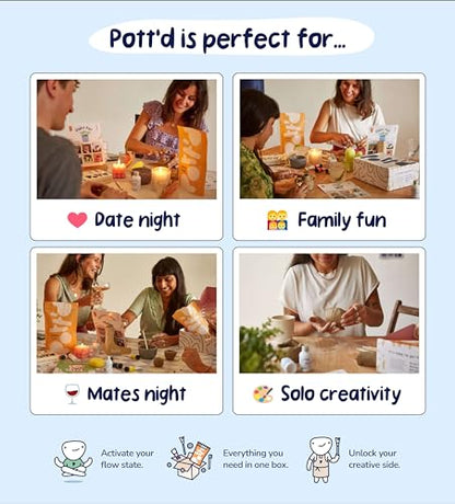 Pott'd Pottery Kit, Air Dry Clay Kit for Adults & Beginners - style: Without Paints