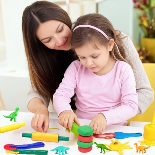 Unleash Creativity with 11 Unique Dinosaur Fossil Molds Dough Toys Dough Accessories Set.Ideal as a Gift for Kids Aged 3-4-8 Years