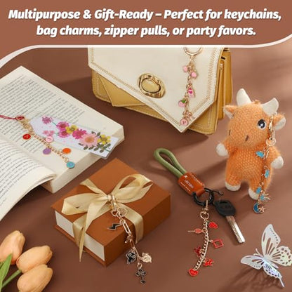 selizo 263Pcs Charms Lip Gloss Keychain Making Kit, DIY Craft Supplies with Charms, Key Chain Hooks, Jump Rings, Lobster Clasps, Chains & Tools, Jewelry Making Kit for Custom Keychains, Bags, Gifts - color: Gold-263Pcs Kit