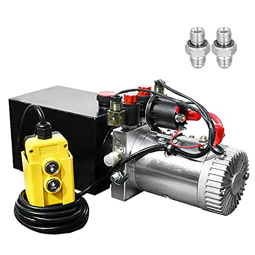 DC HOUSE 12V Hydraulic Pump Hydraulic Power Unit Electric Dump Trailer Power Unit (Double Acting 6 Quart) - size: 6 Quart Double
