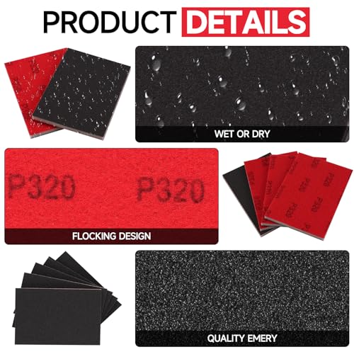 Shinboc 20 PCS Sanding Sponge 320 Grit, Hook and Loop Sandpaper Block - style: 320 Grit