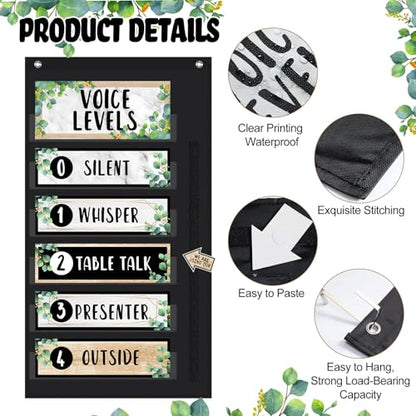 Funrous Eucalyptus Voice Level Classroom Pocket Voice Chart Classroom Decor - style: Eucalyptus