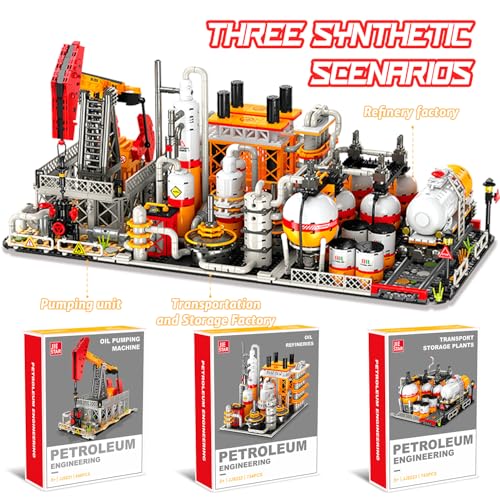 Oil Refinery Building Set, 734 PCS Industrial Processing Plant Brick Model with Distillation Towers, Display Model Kit for Adults and Kids Ages 6+ - style: Oil Refinery
