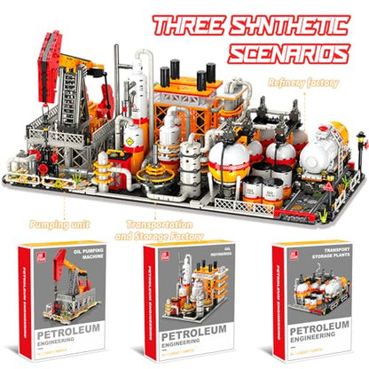 Oil Refinery Building Set, 734 PCS Industrial Processing Plant Brick Model with Distillation Towers, Display Model Kit for Adults and Kids Ages 6+ - style: Oil Refinery