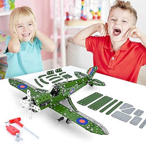 Ferthor Fun STEM Building Toys Model Airplane Kits for Boys 8-12,Airplane Model Scale 1:32 Metal Building Kit,Erector Sets Model Planes for Kids 8-12,Best Airplane Gifts for Hurricane Fighter Fans