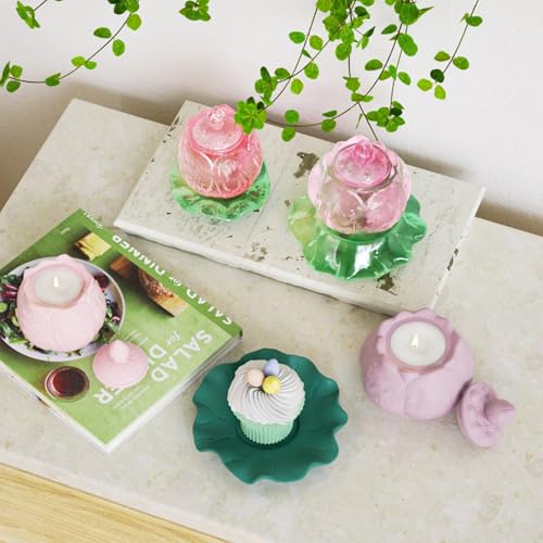 Lotus Resin Jar Mold with Lid, Silicone Mold for Epoxy Resin Casting