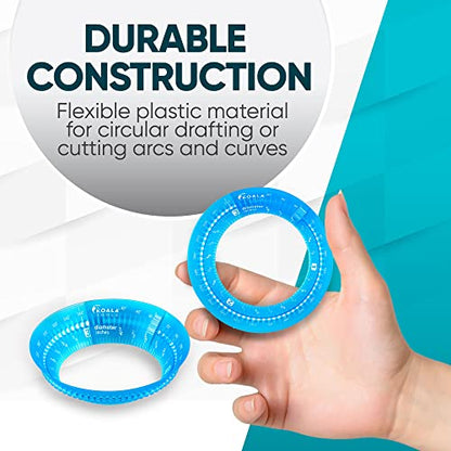 Koala Tools - Mini Ring Ruler for Circle Templates and Surfaces, Circular Ruler with 1 to 3.5-inch Adjustable Diameter, Geometric Tool for Drawing Circles