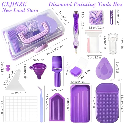 CXJINZE Diamond Painting Tools Accessories Storage Kit, Purple - size: 119PCS