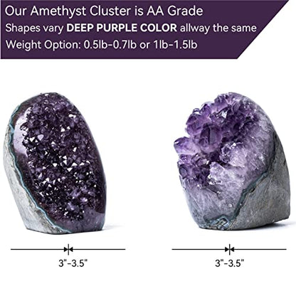 0.5-1 lb Natural Amethyst Geode, AA Grade Healing Crystal - size: 0.5 Pound-1 Pound
