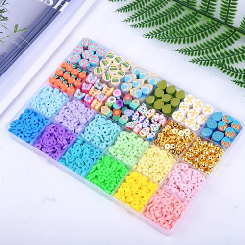 BBita 2480pcs Easter Polymer Clay Beads Bracelet Making kit, 24 Style Cute Fun Beads Charms for Jewelry Necklace Earring Making DIY Accessories for Women Girls - color: C3#Easter