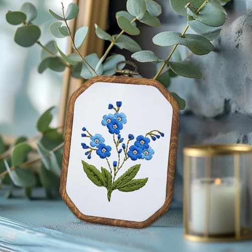 ORIGACH 4 Set DIY Flower Embroidery Kit for Beginners Adults
