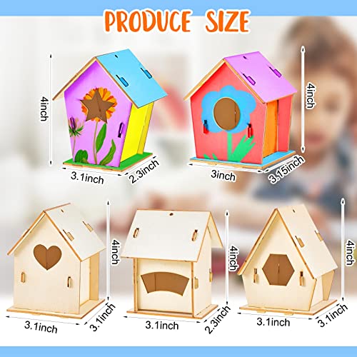 Juexica 15 Pcs DIY Wooden Birdhouse Kit for Kids to Paint Craft Art Modern - color: Modern