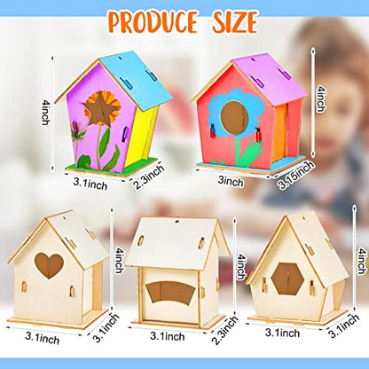 Juexica 15 Pcs DIY Wooden Birdhouse Kit for Kids to Paint Craft Art Modern - color: Modern
