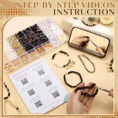 Wurosi Jewelry Making Supplies Kit, Bracelet Making Kit for Adult - color: Black Gold