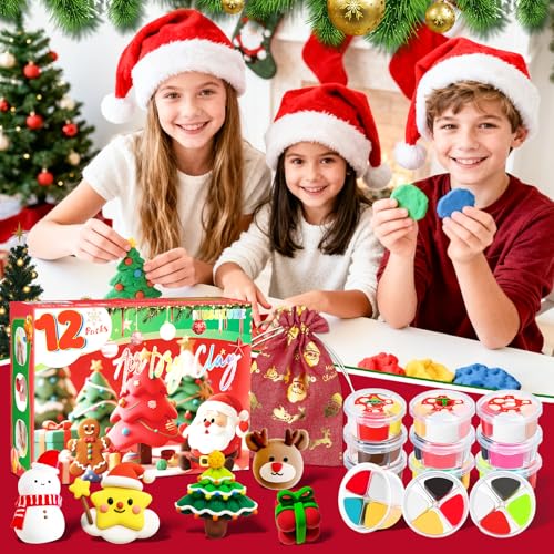 MuseLuxe Air Dry Clay - 12 Boxes Christmas Modeling Clay Kit - color: 12 Colors