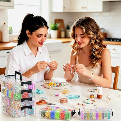 VANSUNS Bead Storage Organizer, 76 Small Containers and Lids, 4 Sizes - size: 4-Tier 8XL+20L+18M+30S