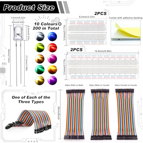Chumia 1324Pcs Electronics Components Compatible with Arduino Raspberry Pi