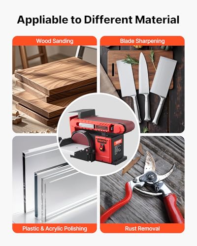 VEVOR 6" Disc Sander & 4" x 36" Belt Sander, 400W Professional Belt Disc Sanders Combo with 0-45° Adjustable Worktable & Dust Collection Port for Woodworking, Knife Sharpening, DIY Crafting - size: 6" Disc & 4" x 36" Belt Sander Combo