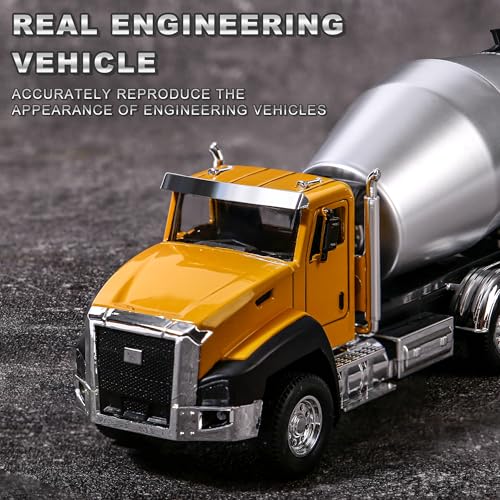 AIUAZA 1/50 Ratio die-Casting Engineering Construction Vehicle, Dump Truck, Excavator, Mixer, Alloy Collection Model car, Boy's Door Opening Pull Back car Toy (3pcs per Set) - color: 3pcs Per Set