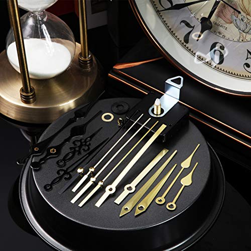 Mudder 2 Pcs Clock Replacement Mechanism 5 Pairs Hands, Gold and Black - color: Gold and Black