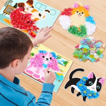 Lonfliness 8 Pcs Dog Cat Poke in Craft Kits for Kids Mess Free DIY Art - style: Dog Cat