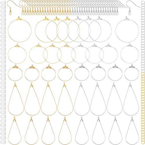 Pndeyo 338pcs Hypoallergenic Earring Beading Hoop Kits, Gold & Silver - color: Round & Teardrop-338pcs-Gold & Silver