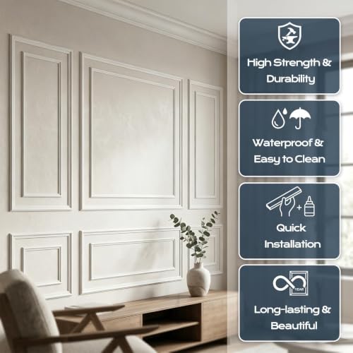 3-Set Peel and Stick Wall Molding Kit, Premade Wainscoting Panels
