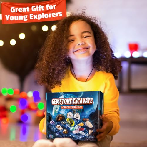 UNGLINGA Gemstones Excavate Gem Rock Dig Kit for Kids Boys Girls Gift Idea