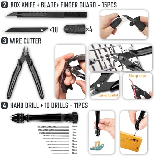 3D Printer Tool Kit Essential 3D Printer Tools for Removing, Smoothing, Finishing, Cleaning, Deburring, Craving, Measuring, Drilling 3D Printer Accessories for Bambu Lab, Ender3-Finishing - color: All in 1