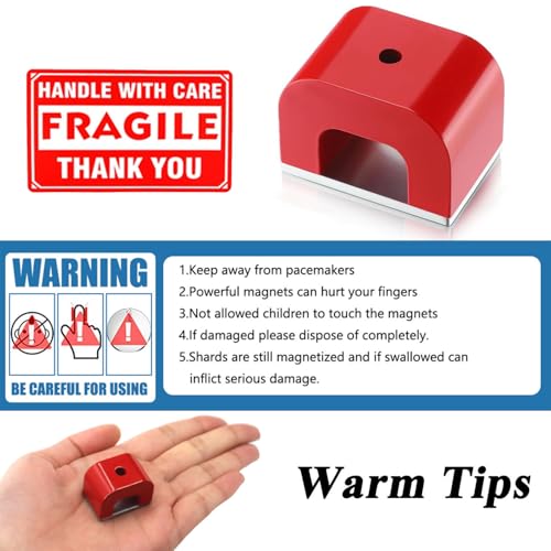 Red Horseshoe Magnet, 15 LBS Pull, Horseshoe Magnet for Nails & Education - size: Small/15lb