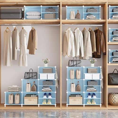 AWTATOS Closet Organizer 8 Cube Storage Shelves, Blue - color: Blue