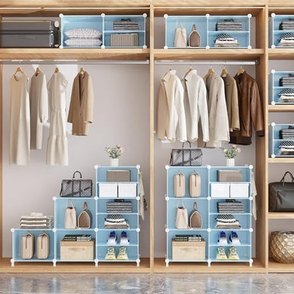 AWTATOS Closet Organizer 8 Cube Storage Shelves, Blue - color: Blue