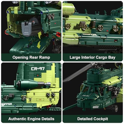 Military Helicopter Building Blocks Set, 1826 PCS, Age 14+ - color: Green