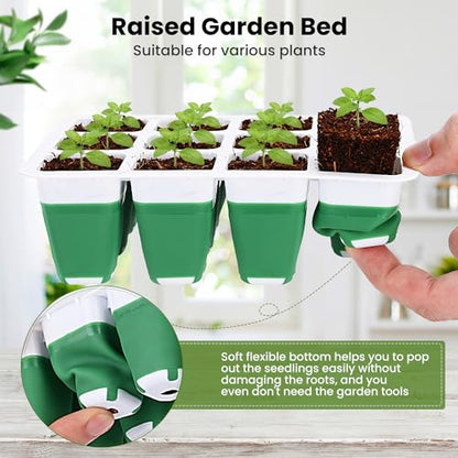 Pattiumo 2 Packs Seed Starter Tray with Grow Lights, 72 Cells Silicone Seed Starter Kits with Humidity Dome, 3 Lights for Seed Starting, 4 Timing Set, 8 Full Spectrum Germination Kit for Plant Seeds