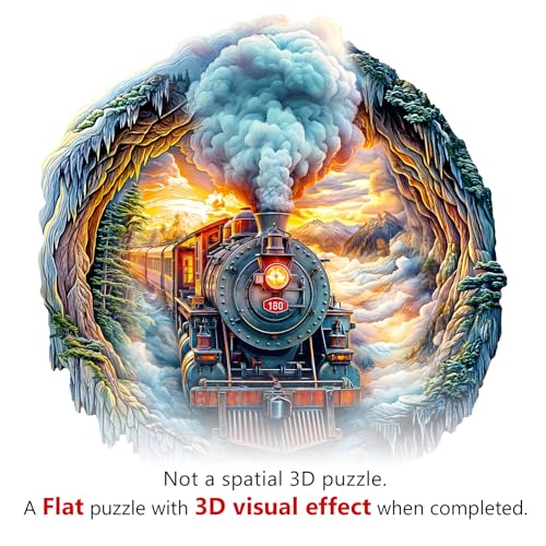 Wooden Puzzles for Adults, 13.4 * 12.6in 270pcs Steam Train Puzzles - color: 3d Steam Train, size: Large