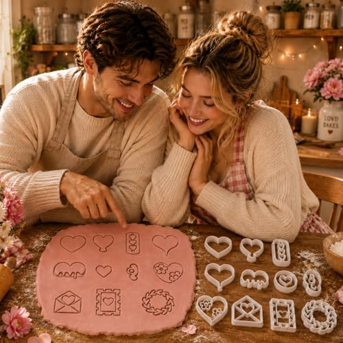 11 Pcs Heart & Love Themed Polymer Clay Cutters Set - Valentine's Day, Wedding & Engagement Clay Cutters for Polymer Clay Jewelry Making, Fit Gift for Wife - color: engaged
