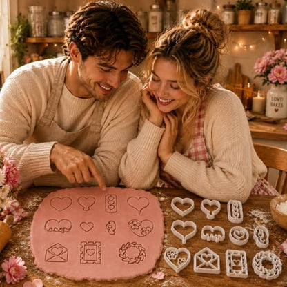 11 Pcs Heart & Love Themed Polymer Clay Cutters Set - Valentine's Day, Wedding & Engagement Clay Cutters for Polymer Clay Jewelry Making, Fit Gift for Wife - color: engaged