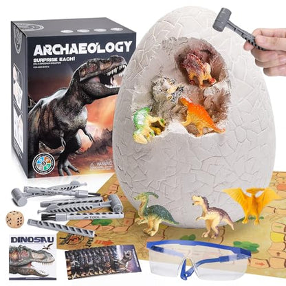 Jumbo Dinosaur Egg Dig Kit, Dinosaur Toys for Kids 5-7 with 12 Dinosaurs - style: Grey Jumbo Dino Egg