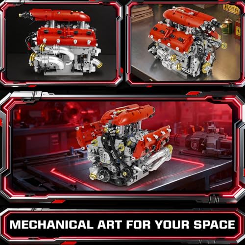 V8 Engine Model Kit, 1370 PCS Build Your Own Visible Car Motor