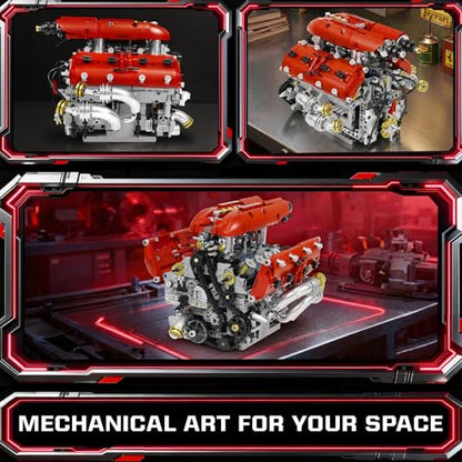 V8 Engine Model Kit, 1370 PCS Build Your Own Visible Car Motor