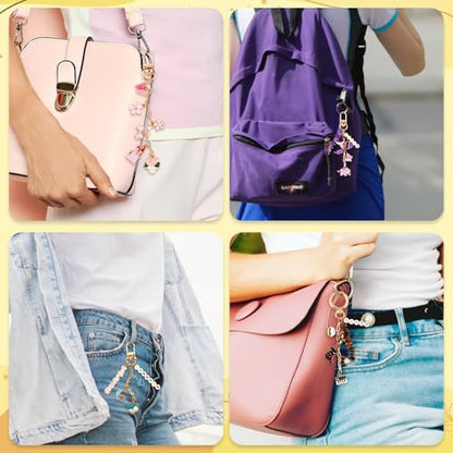 674 Pcs Lipgloss Keychain Making Kit,Bag Charm Kit with Crystal Stone - color: 674 Pcs Keychain