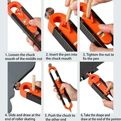 Precise Contour Scribe Tool with Lock for Pencil - Woodworking Edge Corner Measuring Profile Duplicator