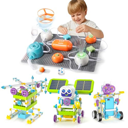 25PCS Circuit Blocks Board for Kids,Build 64 Projects,with 434 PCS STEM Toys,Build 36+ Robot Models with Solar Power, Gears & Sensors,Educational STEM Toys, Great Gift for Toddler Boys & Girls