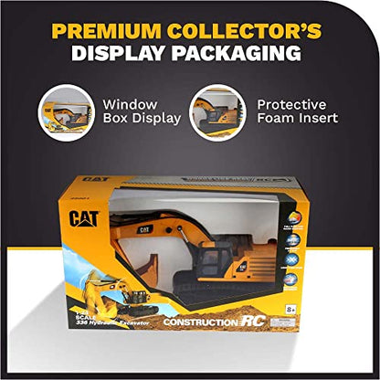 Diecast Masters RC Truck CAT 336 Excavator | Fully Functional Radio Control 1:24 Scale Model Remote Truck, Caterpillar Trucks Yellow 25001