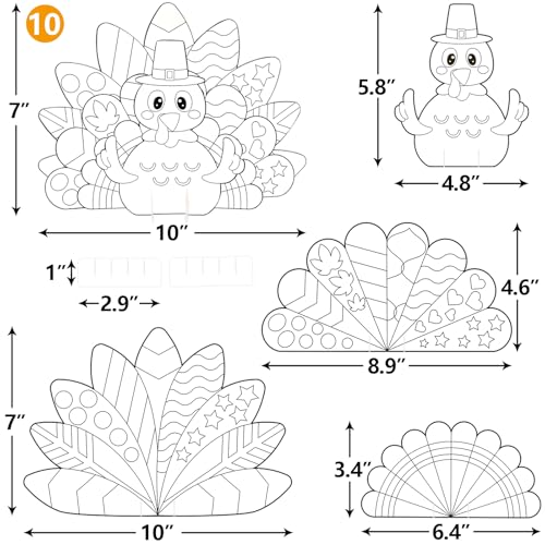 Fancy Land Thanksgiving Crafts for Kids DIY Turkey Puzzle Crafts 10 Sets